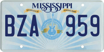 MS license plate BZA959