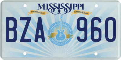 MS license plate BZA960