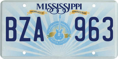 MS license plate BZA963