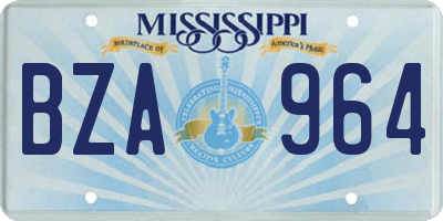 MS license plate BZA964