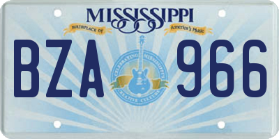 MS license plate BZA966