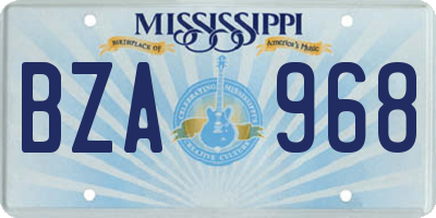 MS license plate BZA968