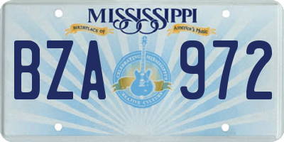MS license plate BZA972