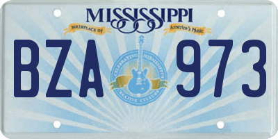 MS license plate BZA973