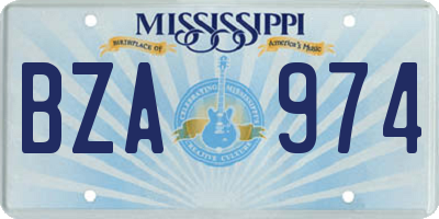 MS license plate BZA974