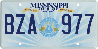 MS license plate BZA977