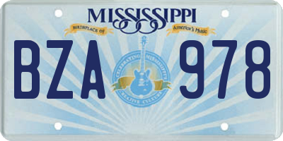 MS license plate BZA978