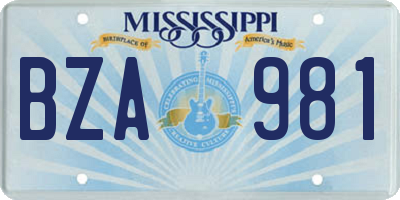 MS license plate BZA981