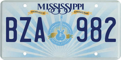 MS license plate BZA982