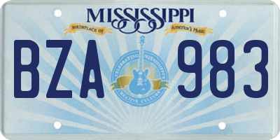 MS license plate BZA983
