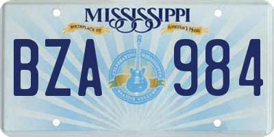 MS license plate BZA984