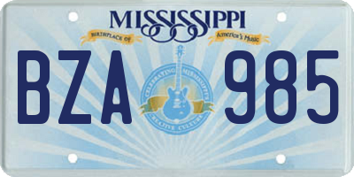 MS license plate BZA985