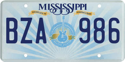 MS license plate BZA986