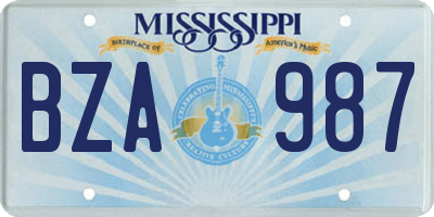 MS license plate BZA987