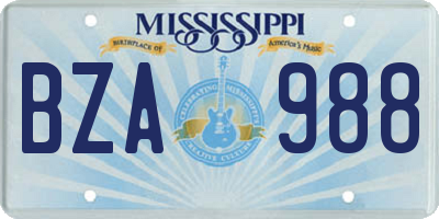 MS license plate BZA988