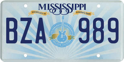 MS license plate BZA989