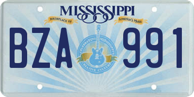 MS license plate BZA991