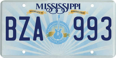 MS license plate BZA993