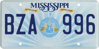 MS license plate BZA996