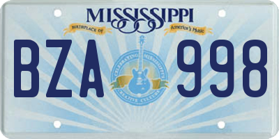MS license plate BZA998