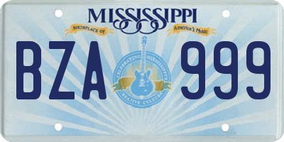 MS license plate BZA999