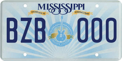 MS license plate BZB000