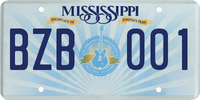 MS license plate BZB001