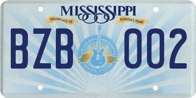 MS license plate BZB002