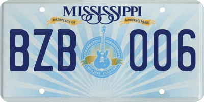 MS license plate BZB006