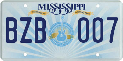 MS license plate BZB007