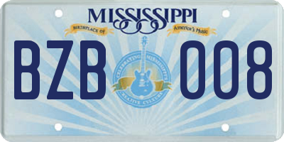 MS license plate BZB008