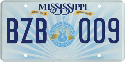 MS license plate BZB009