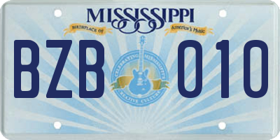 MS license plate BZB010