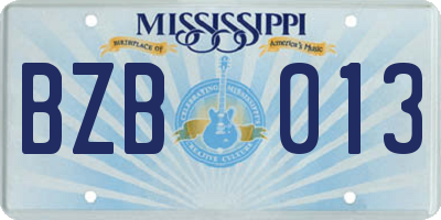 MS license plate BZB013