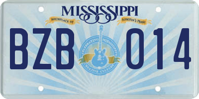 MS license plate BZB014