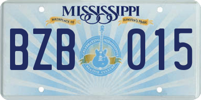 MS license plate BZB015