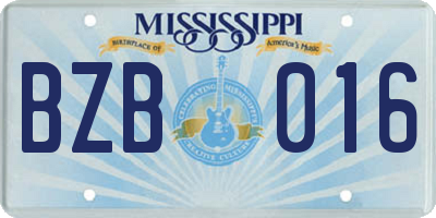 MS license plate BZB016