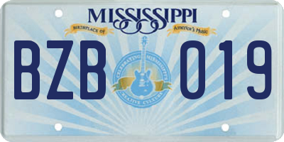 MS license plate BZB019