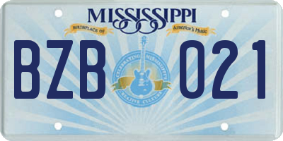MS license plate BZB021