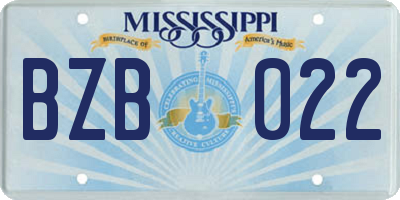MS license plate BZB022