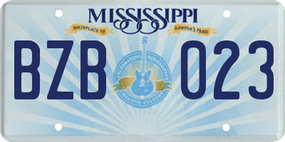 MS license plate BZB023
