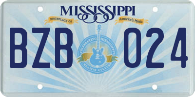 MS license plate BZB024