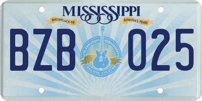 MS license plate BZB025