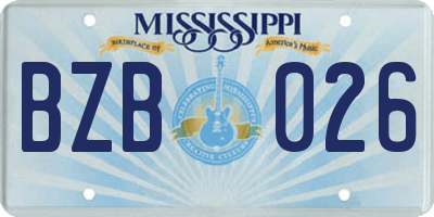 MS license plate BZB026