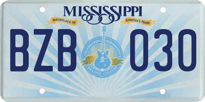MS license plate BZB030