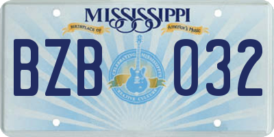 MS license plate BZB032