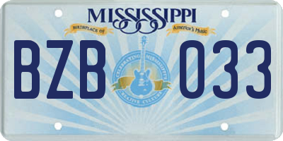 MS license plate BZB033