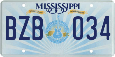 MS license plate BZB034