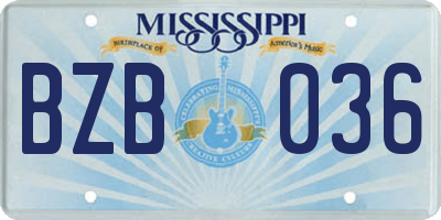 MS license plate BZB036