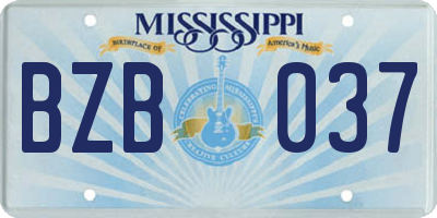 MS license plate BZB037